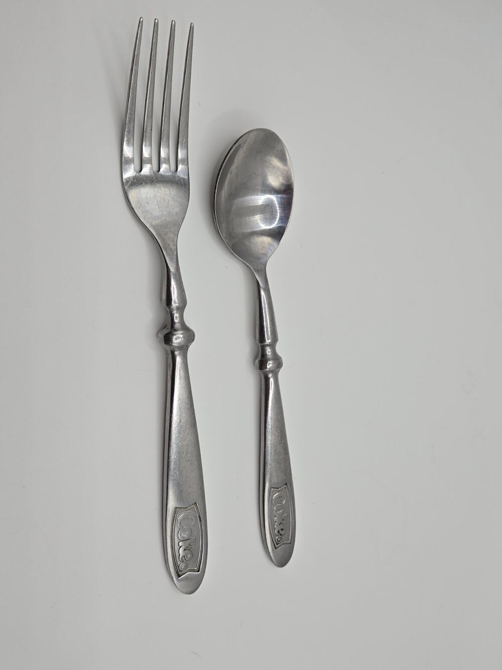 COKE Engraved Stainless Coca-Cola Heavy Duty Silverware Fork and Spoon